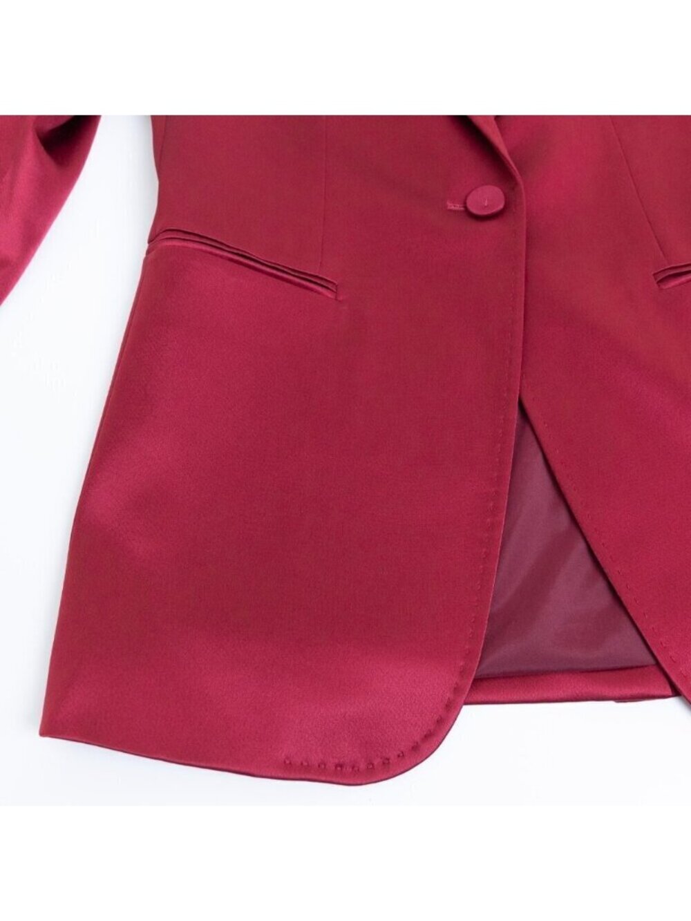 Lafayette 148 New York Red Satin Button Blazer Jacket Whitney Structured XS - Picture 10 of 15